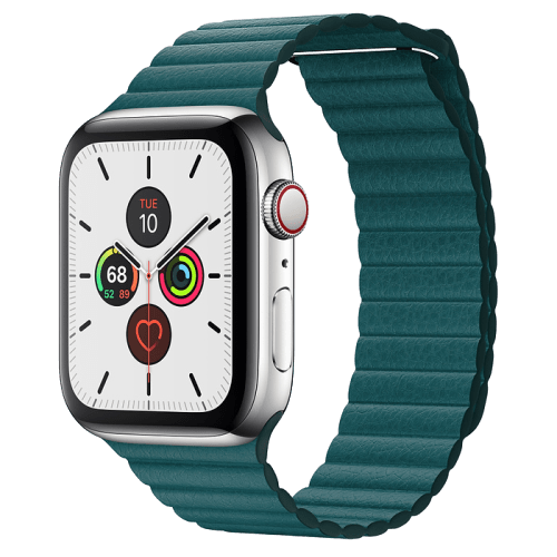 Apple Watch Series 5 40mm Stainless Steel (Green leather strap)